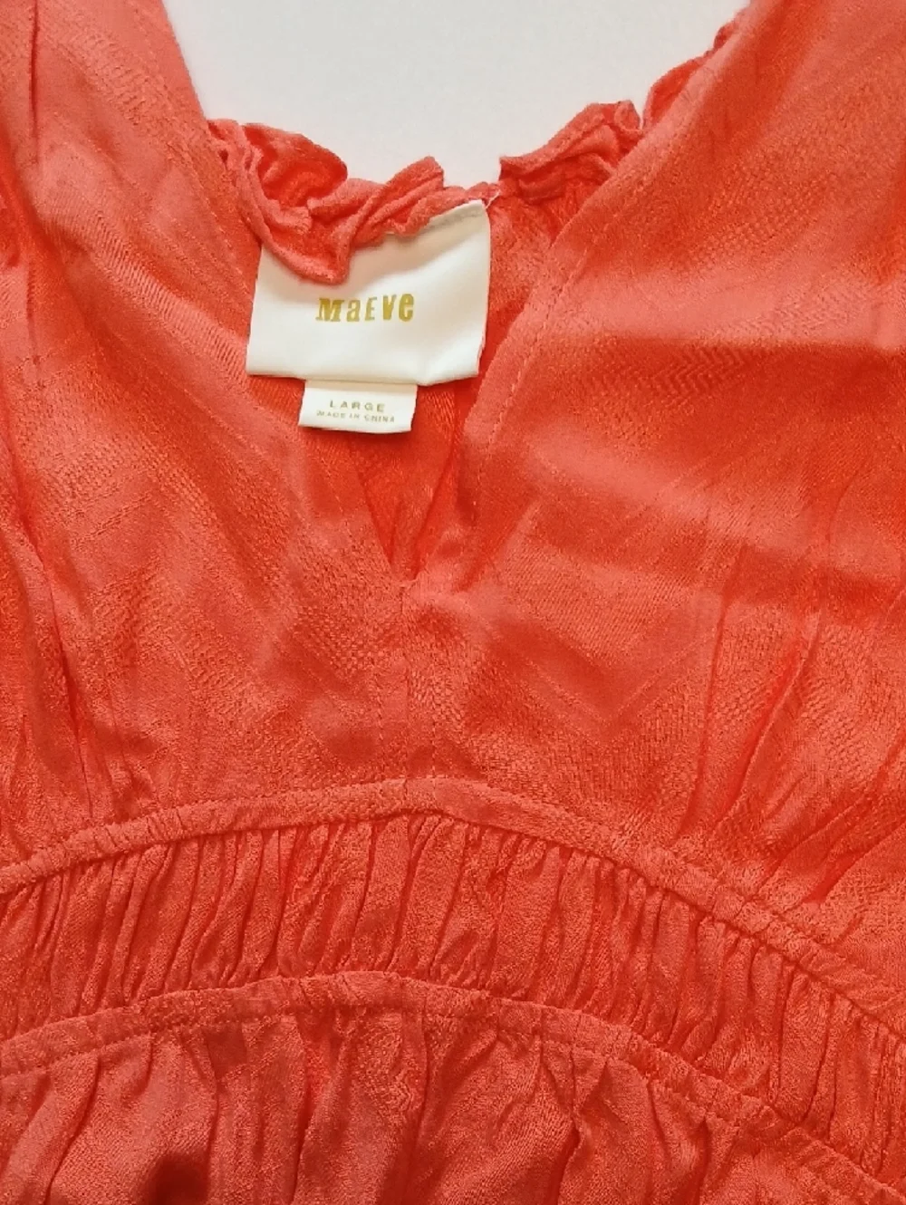 Maeve Coral V-Neck Smocked Peplum Tank - Picture 2 of 5